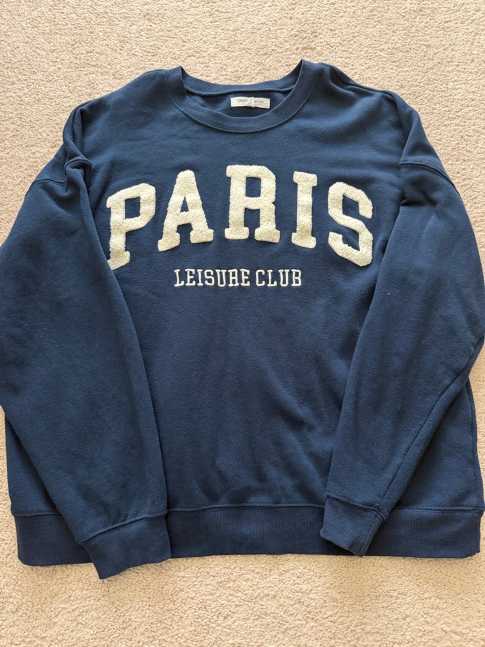 Grayson Threads Navy Crewneck with White Chenille 'PARIS'